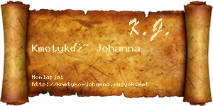 Kmetykó Johanna névjegykártya